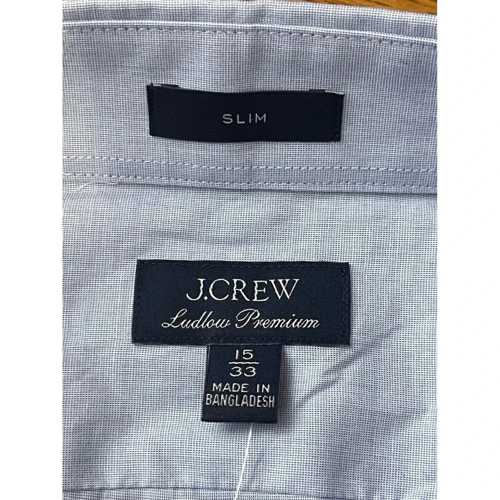 J.CREW Ludlow Premium Fine Cotton Slim Dress Shirt Blue 15/33 Cotton FM493‎ NEW